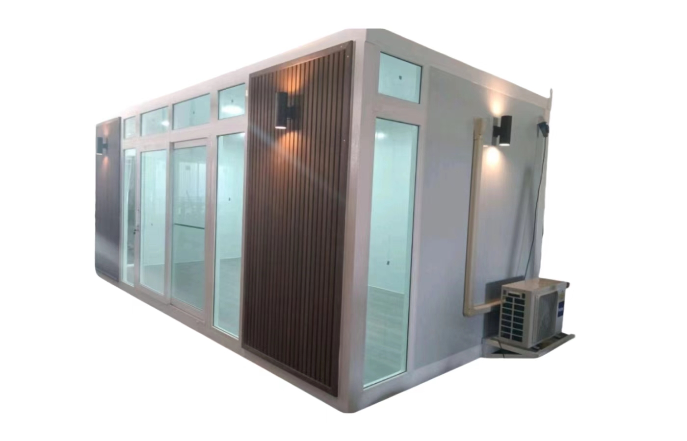 Tavandan Tabana Pencereli Özelleştirilmiş 20ft Sabit Konteyner Ev Tavandan Tabana Pencereli Özelleştirilmiş 20ft Sabit Konteyner Ev