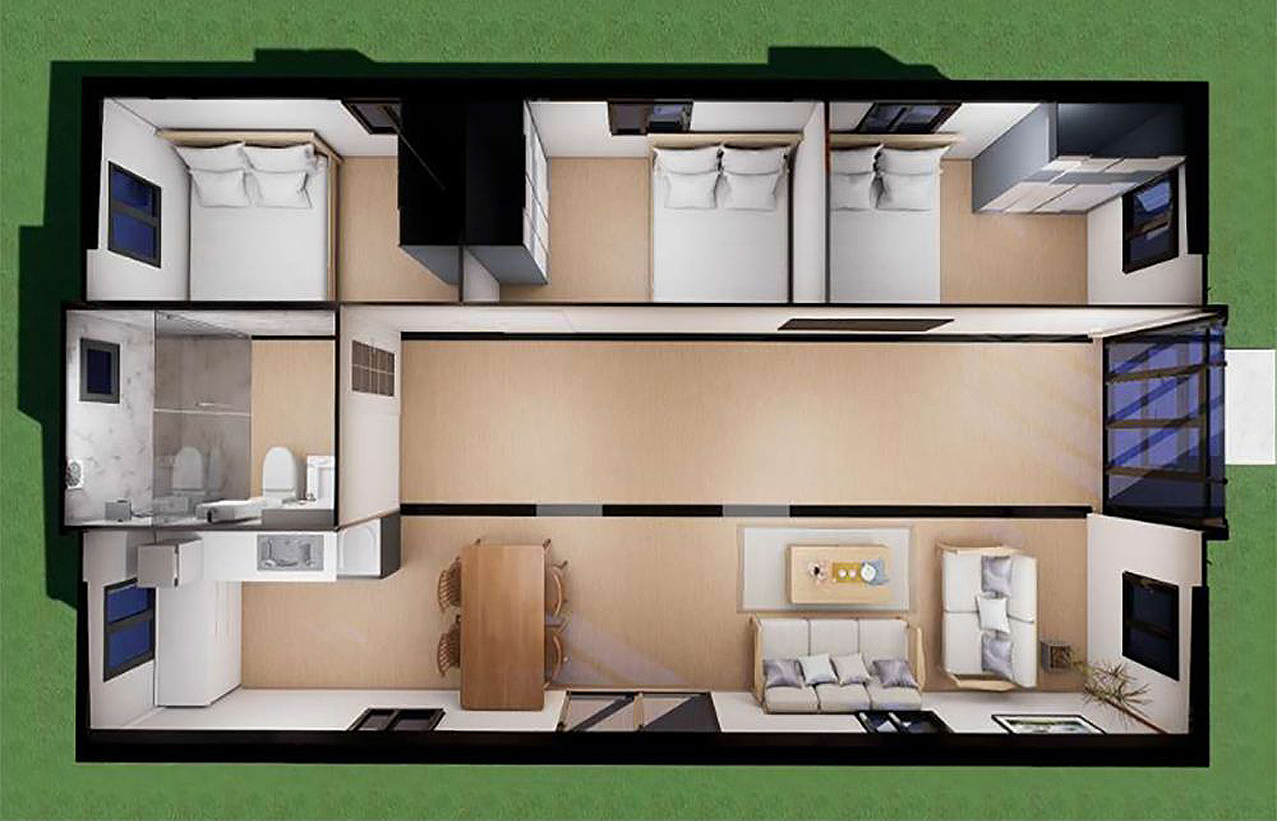 Tavandan Tabana Pencereli 20ft Modern Genişletilebilir Konteyner Özel Mağaza Tavandan Tabana Pencereli 20ft Modern Genişletilebilir Konteyner Özel Mağaza